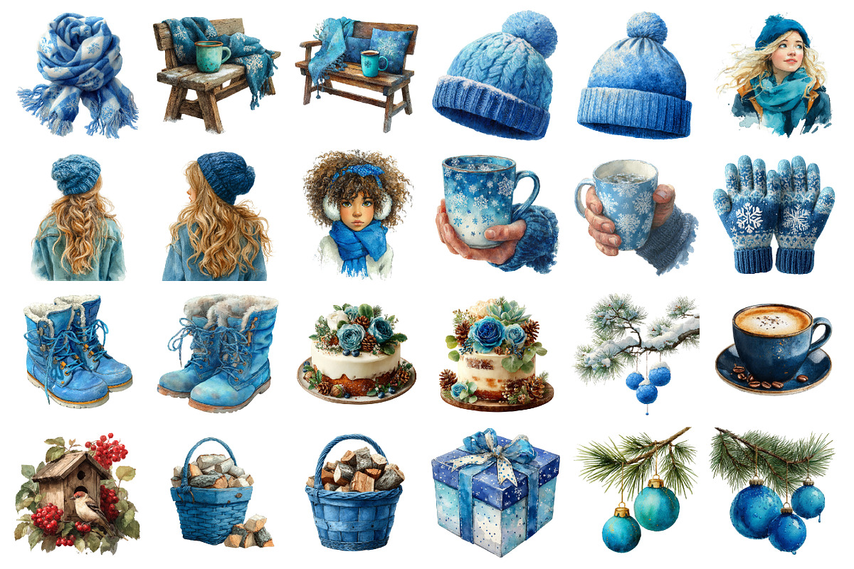 Christmas Blue Clipart PNG, an Illustration by SinaCreation (Photo 2 of 7)
