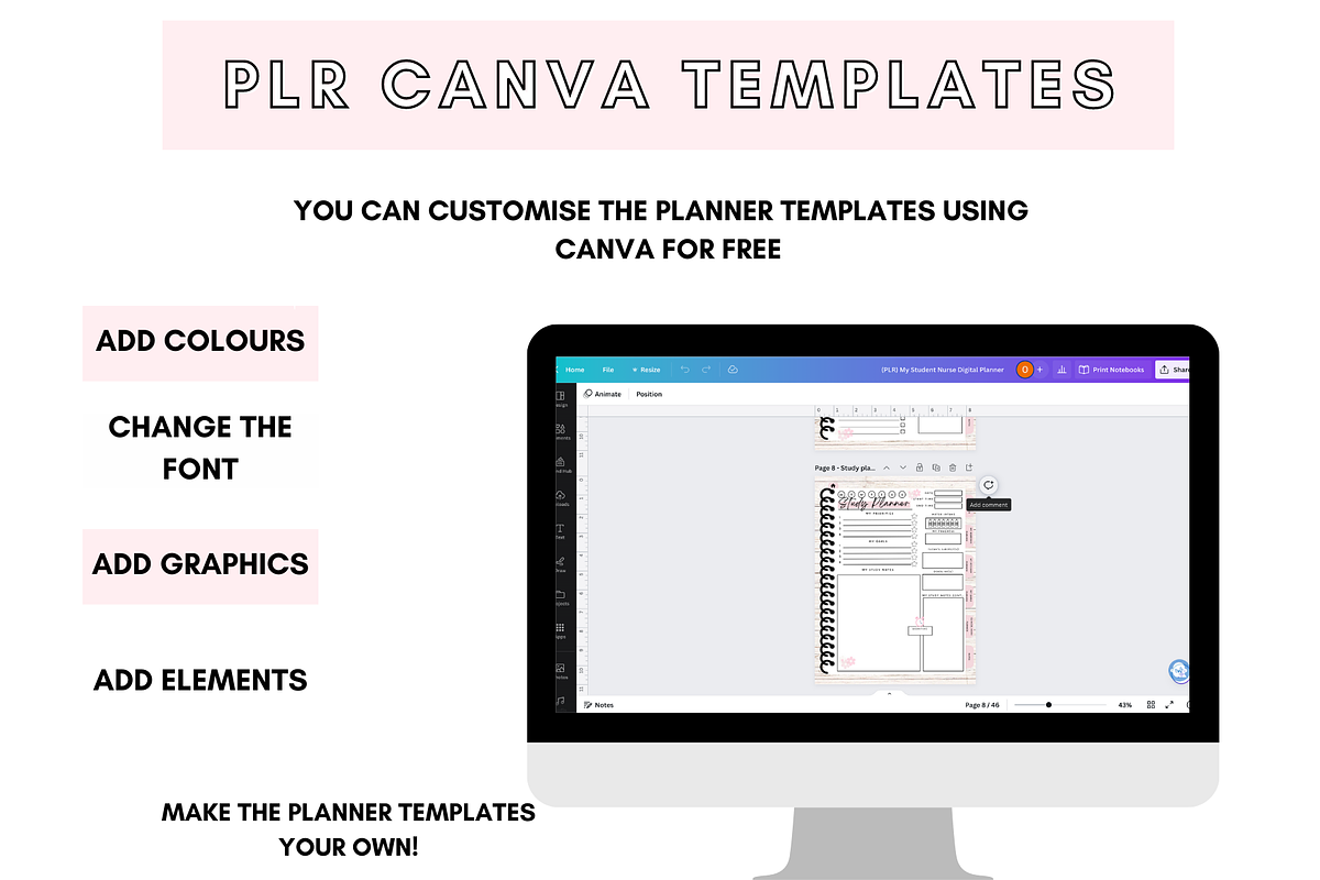 Canva Student Nurse Digital Planner, a Stationery Template by DigitalbossCreations (Photo 3 of 8)
