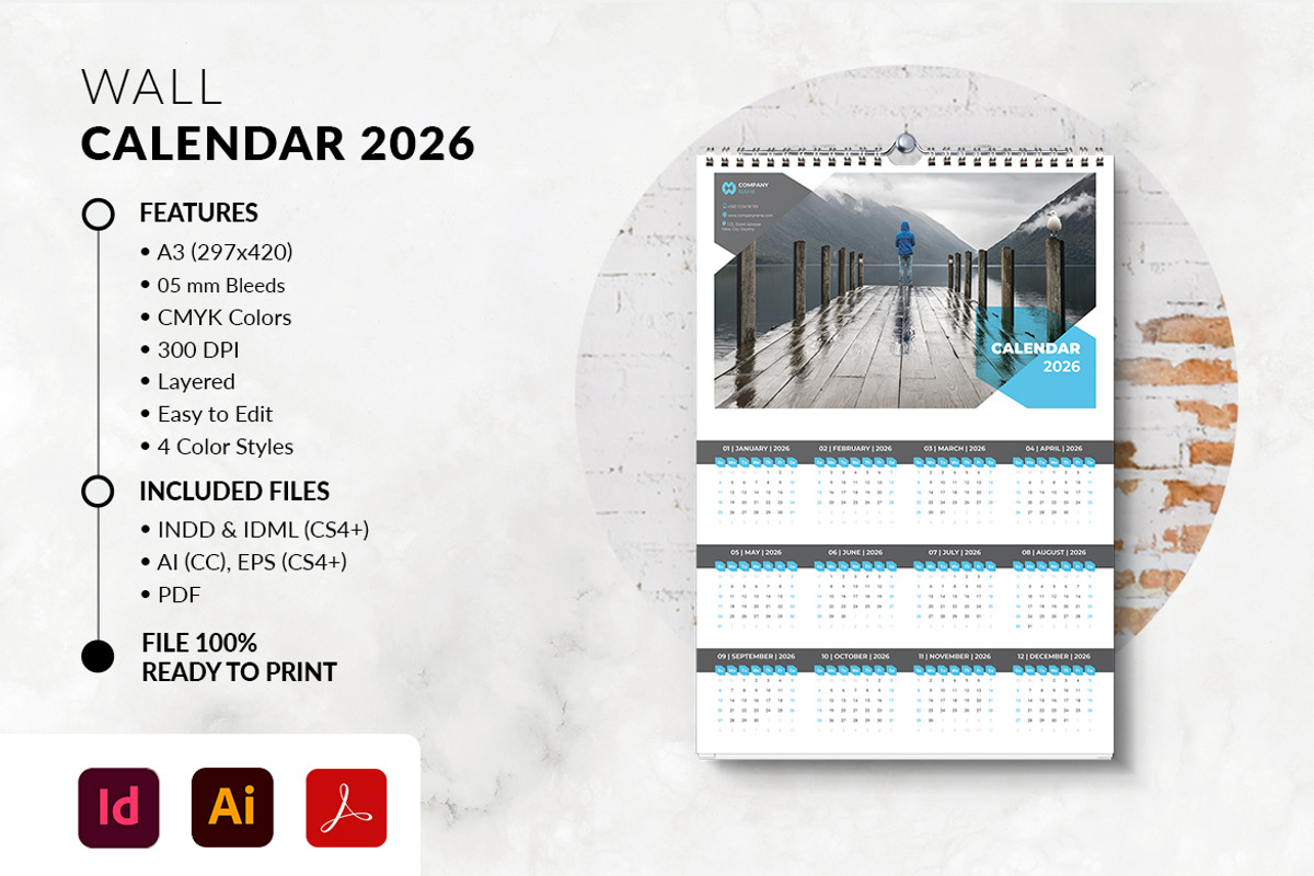 One Page Wall Calendar 2026