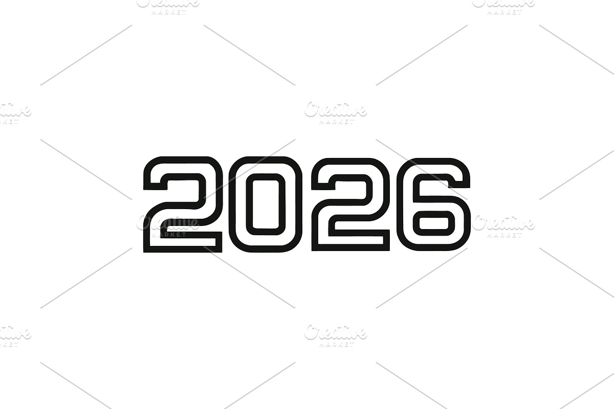 2026 Number Typography Vector Set, a Work Illustration by Vectorium Studio (Photo 9 of 20)
