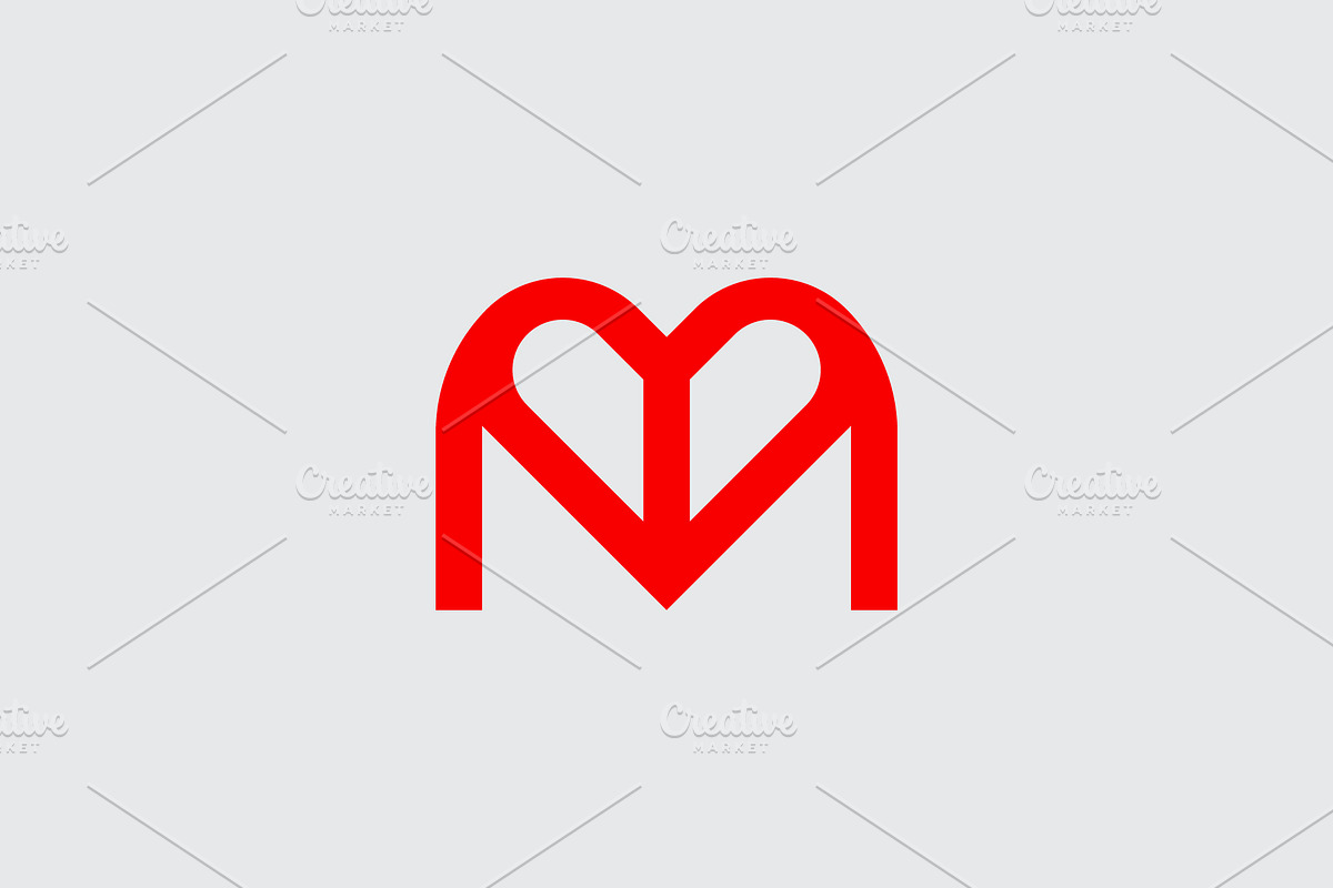 Letter M Love Heart Logo, a Branding & Logo Template by kurostd