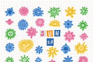 Artistic Sun Icons and Solar Symbols, an Object Graphic by Anada Arty