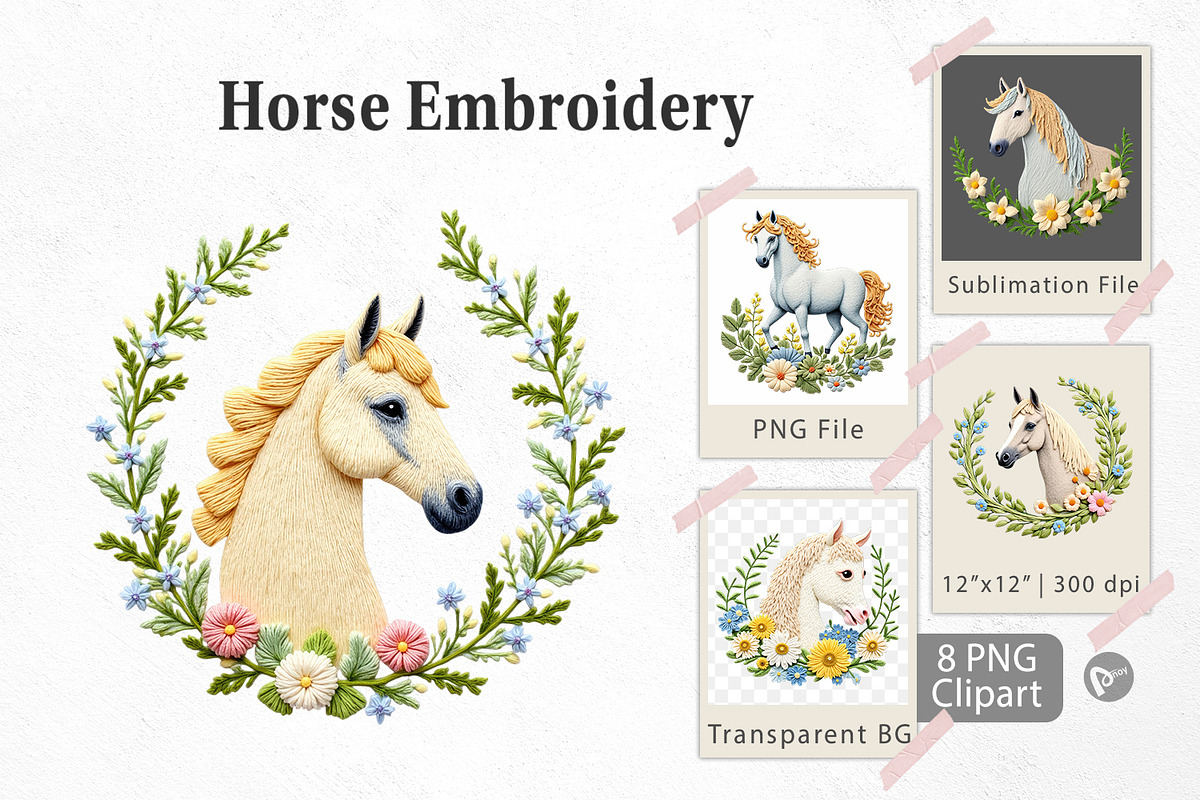 Horse Embroidery Clipart, a Graphic by Artnoy (Photo 1 of 5)
