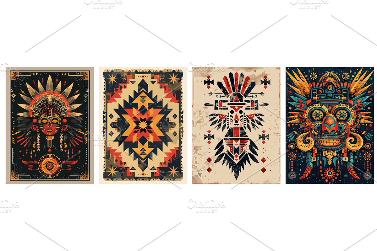 Ethnic decorated posters set, an Illustration by Valerie Bodnar