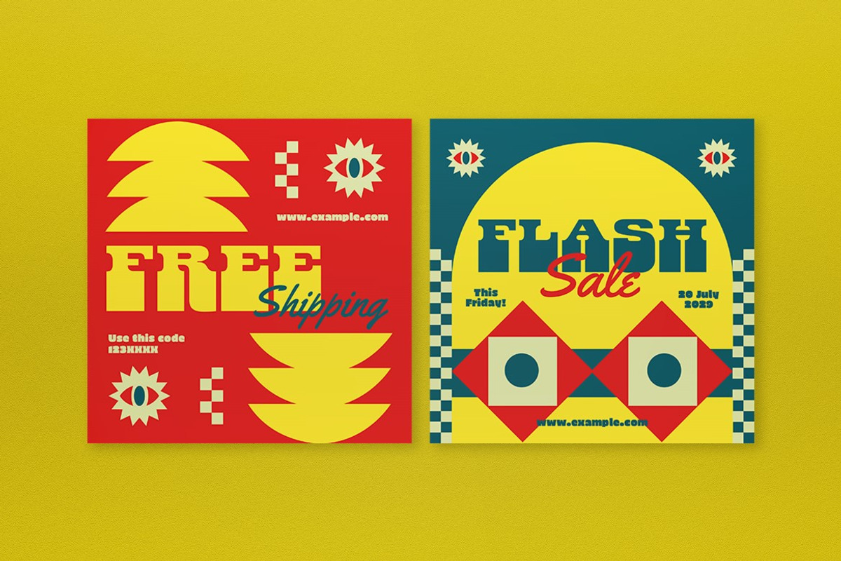 Red Blue Retro Fashion Sale Banner, an UI Kit Template by graphicook (Photo 3 of 6)