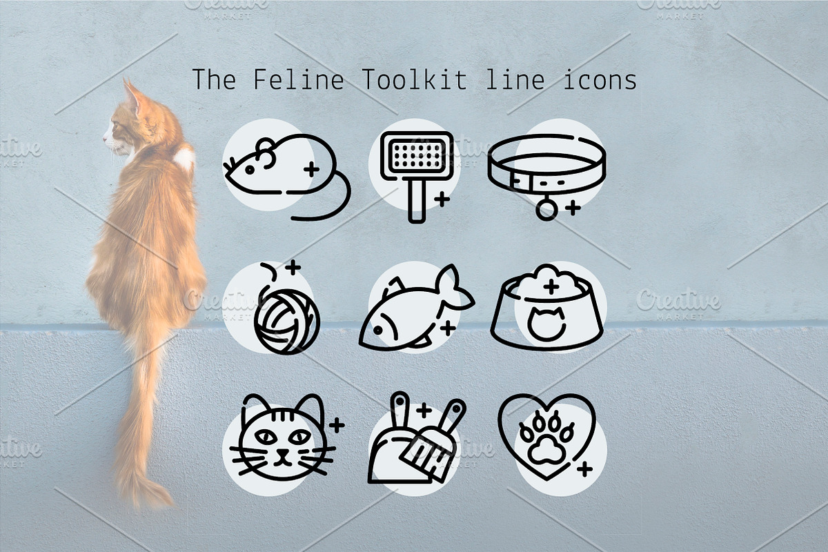 The Feline Toolkit line icons, an Outline Icon by Lyolya Profitrolya (Photo 1 of 2)