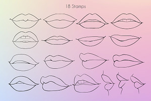 18 Procreate Lips Stamp Brushes