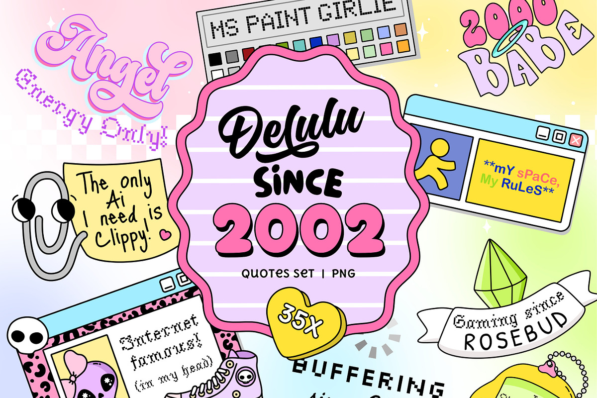 2000s Y2K Quotes PNG Bundle, an Object Graphic by Huxmay (Photo 1 of 12)