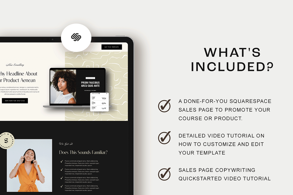 Online Course Sales Page Squarespace 7.1