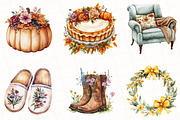 Watercolor Floral Autumn Clipart, an Illustration by OK Design (Thumbnail 2 of 5)