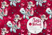 Christmas Mermaids Seamless Patterns, a Pattern Graphic by KaramfilaS (Thumbnail 5 of 19)