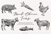Watercolor Meal Choice Icons Set, an Icon by BirDIY Design (Thumbnail 1 of 3)