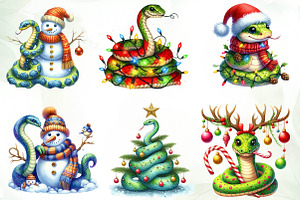 Christmas Snake Clipart Sublimation