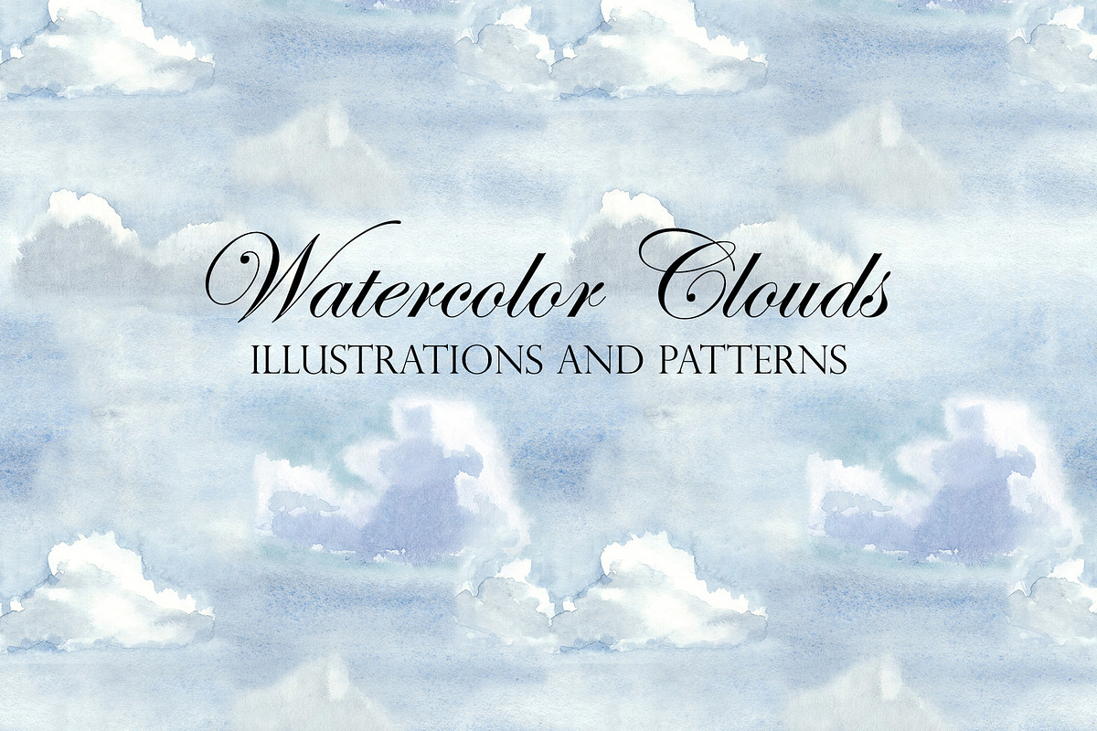 Watercolor Sky and Clouds. Patterns, a Decorative Illustration by Slastick (Photo 2 of 8)