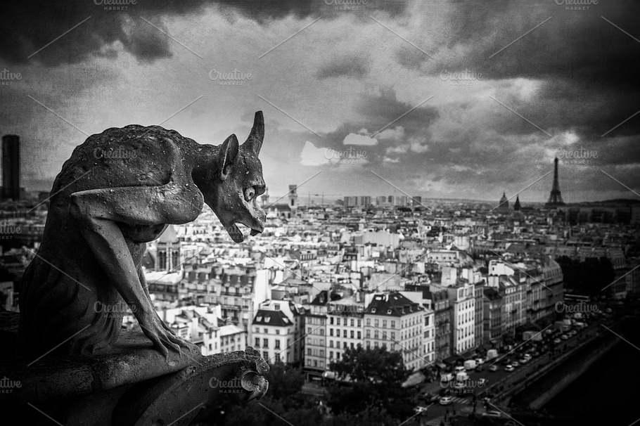 Gargoyle View From Notre Dame Pari Stock Photo Containing Famous And Building