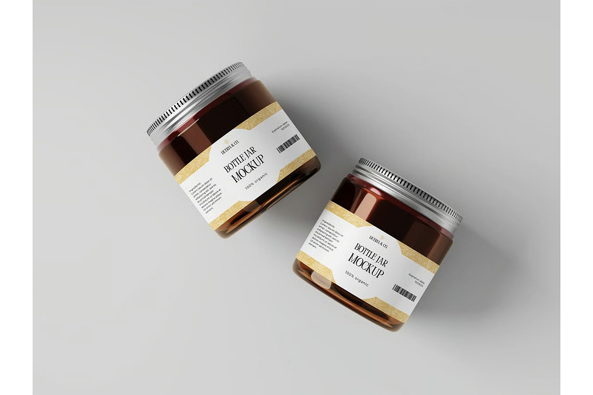Bottle Glass Jar Mockup, a Packaging Mockup by zippypixelstudio (Photo 3 of 8)
