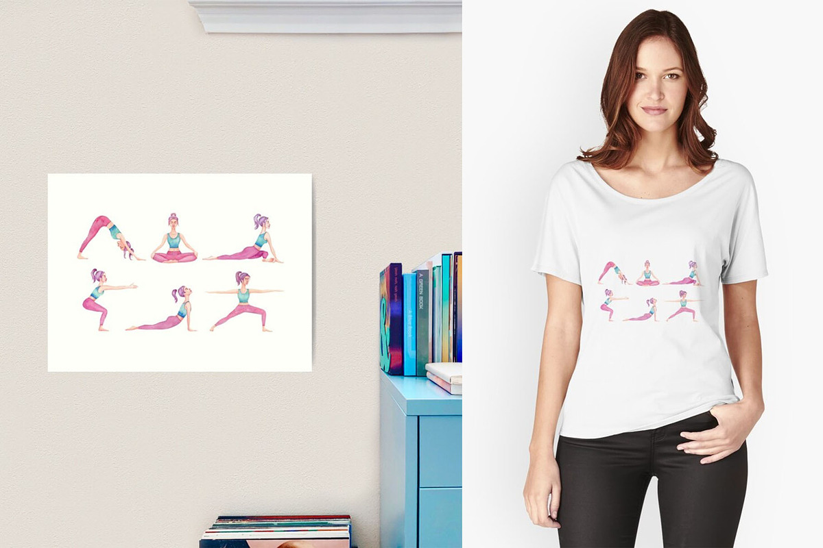 Watercolor Yoga Set, a Healthcare Illustration by Tabiti (Photo 8 of 30)