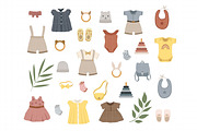 Boho baby clothes & toys clipart set, an Illustration by BrillCreateArt (Thumbnail 2 of 5)