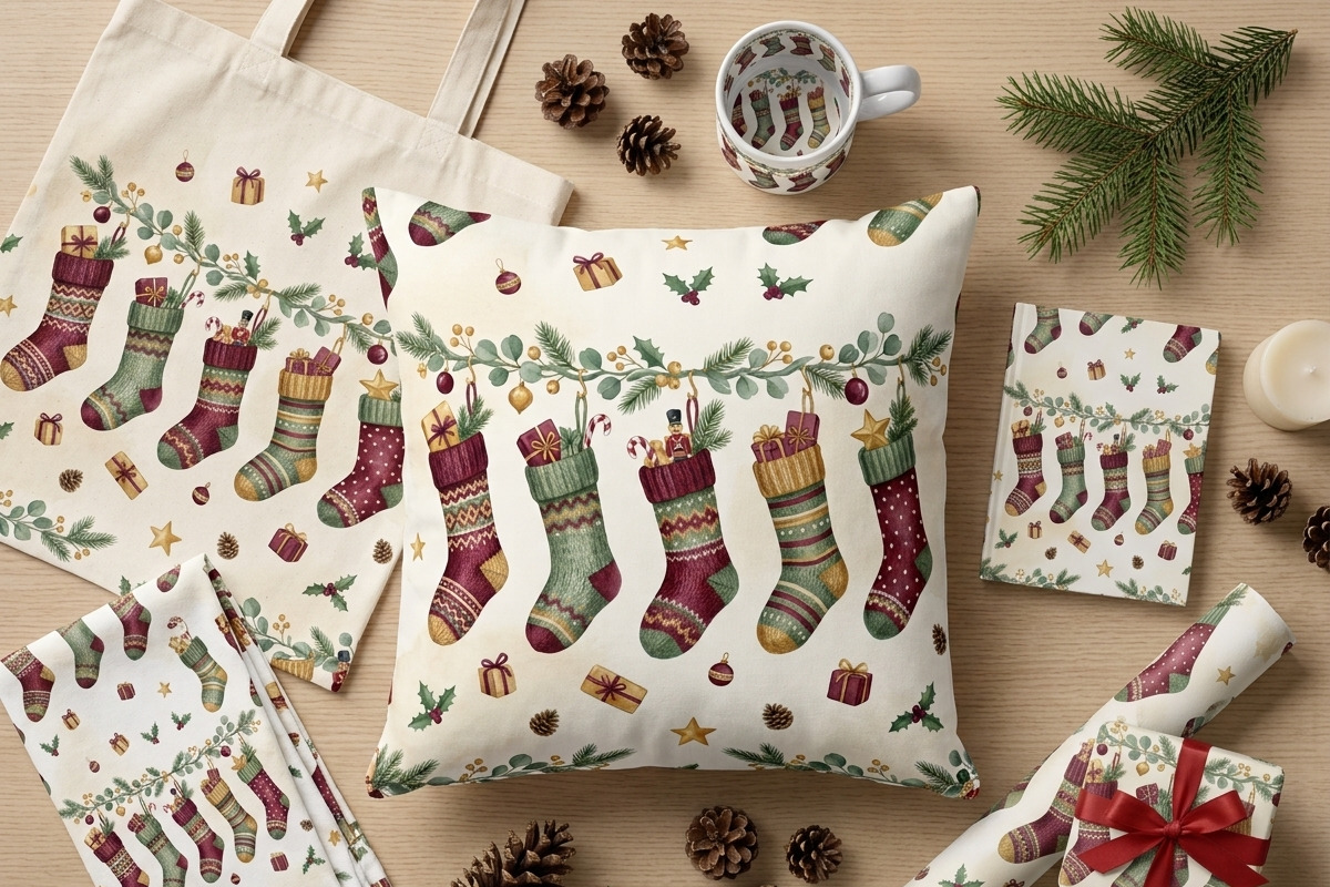 Christmas Watercolor Seamless Papers, a Pattern Graphic by XPERTDESIGNER (Photo 7 of 12)