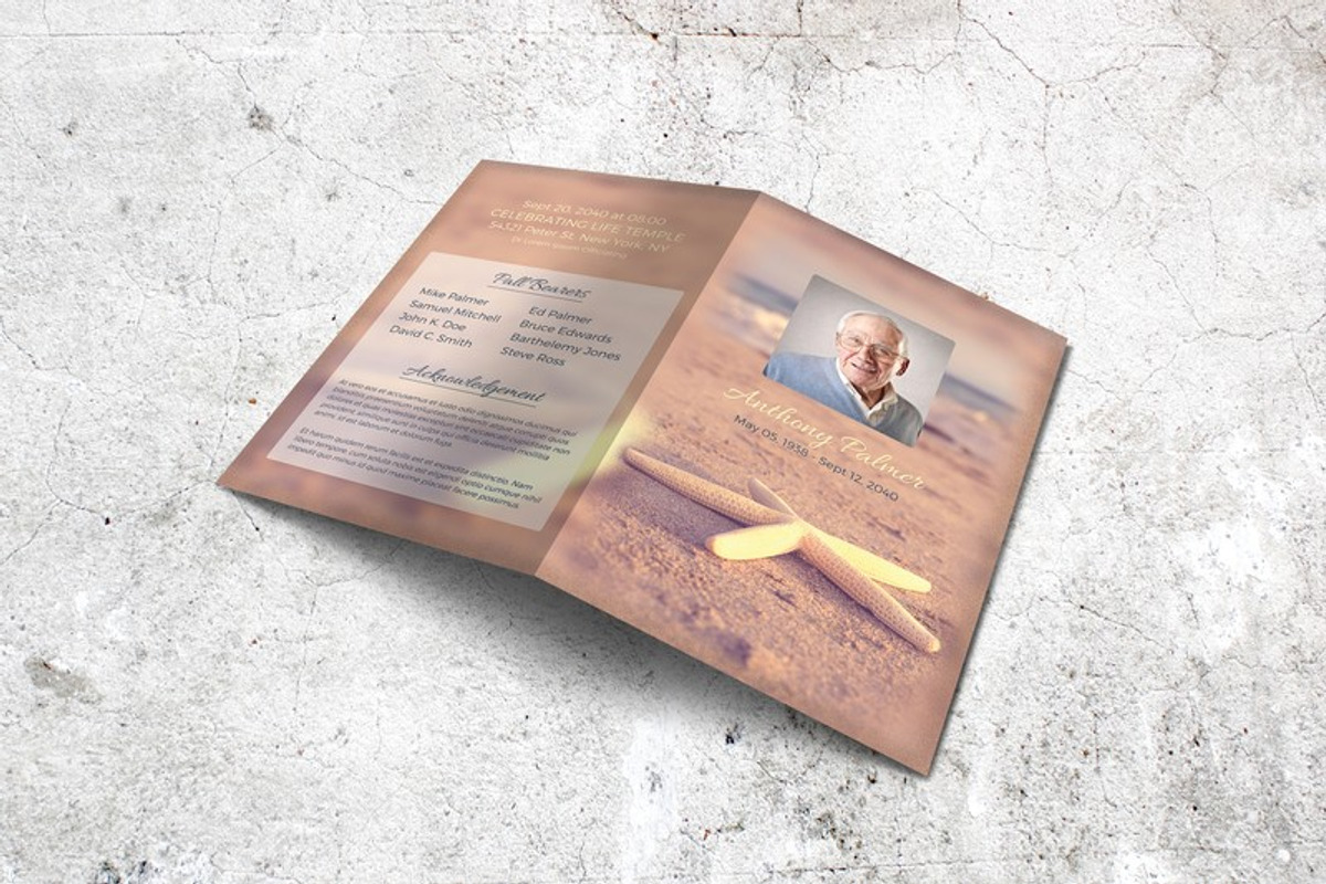 Starfish Funeral Program Template, a Brochure Template by Final Tribute (Photo 4 of 5)