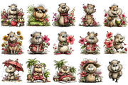 Whimsical Summer Capybara Clipart, an Illustration by OK Design (Thumbnail 3 of 6)