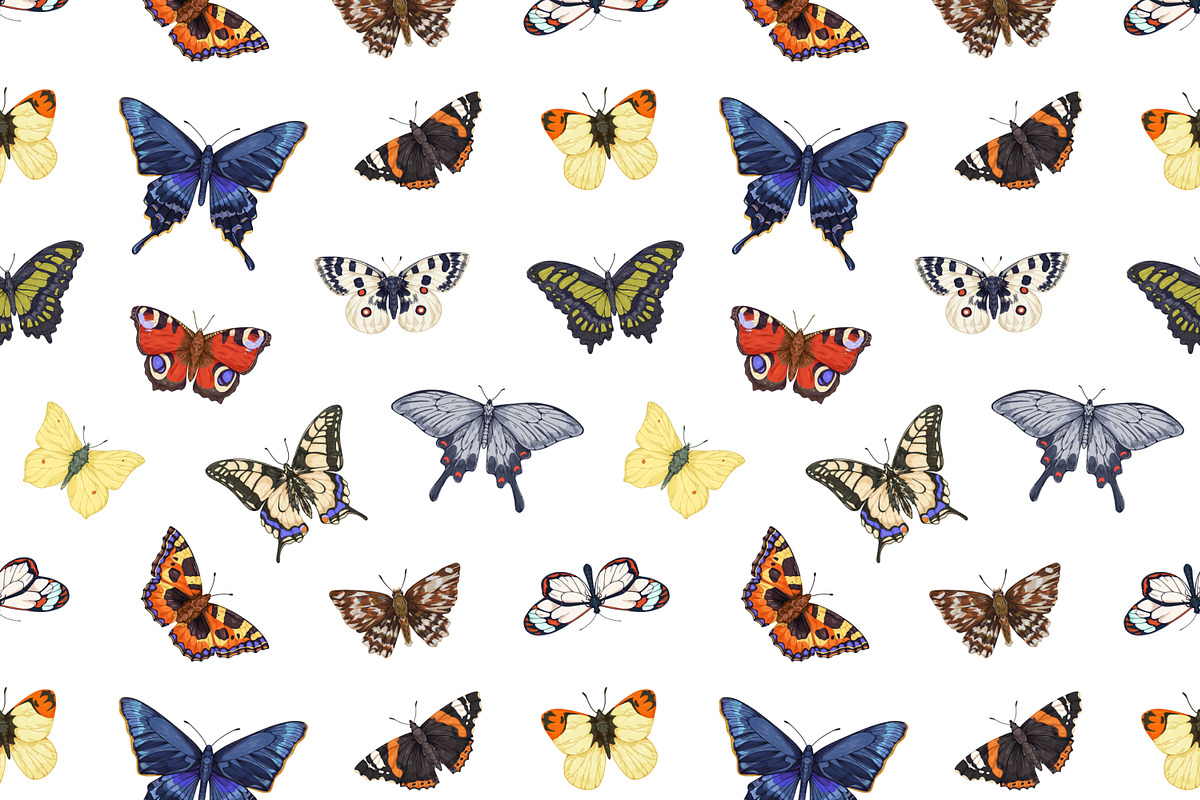 Vintage butterflies seamless pattern, a Pattern Graphic by Good Studio (Photo 3 of 8)