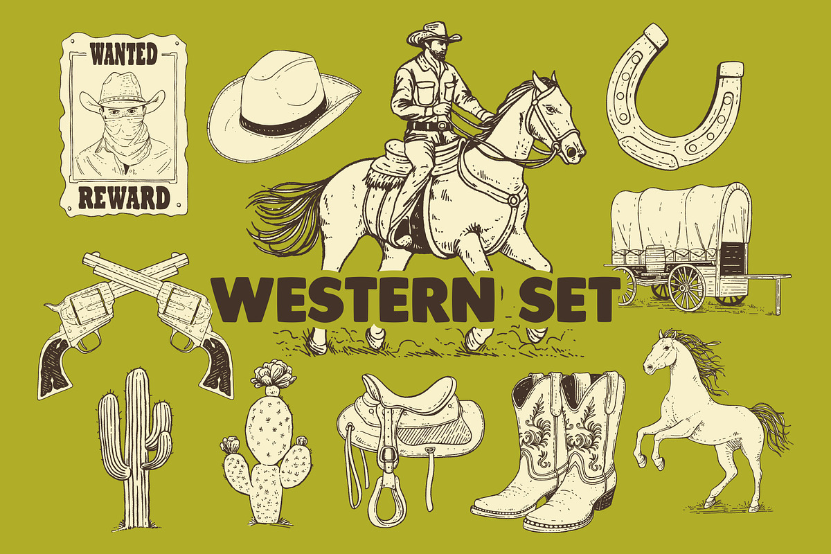 Western Design Set, an Illustration by Bromz Studio (Photo 1 of 5)