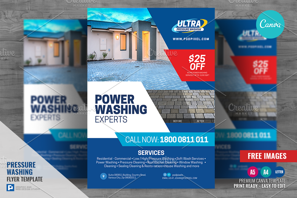 Pressure Cleaning Canva Flyer, a Flyer Template by PSDPixel (Photo 1 of 4)