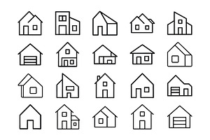 Collection of Simple House Icons, an Outline Icon by Vectorium Studio
