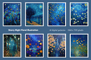 Starry Night Floral Illustration, a Decorative Illustration by Housui Patterns (Thumbnail 6 of 12)