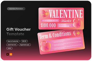 Valentine Gift Voucher, a Print Template by Annora Studio