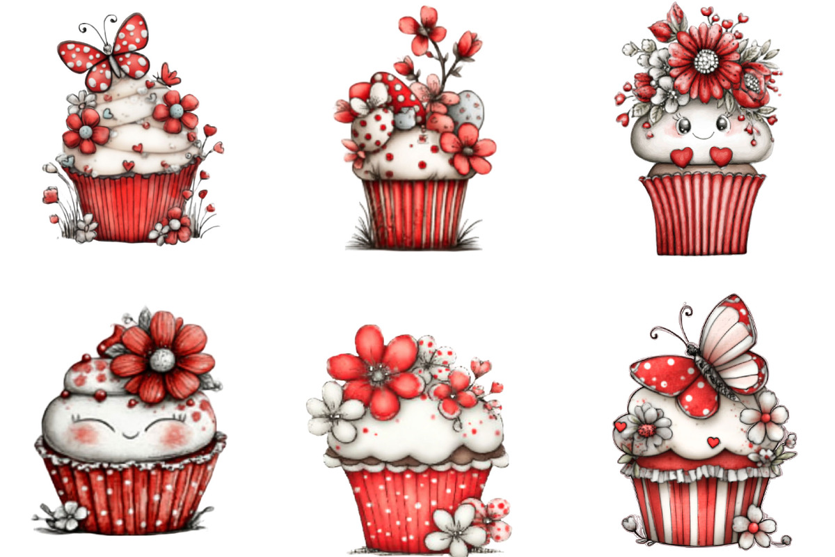 Whimsical Spring Cupcake Clipart, an Illustration by Designking (Photo 4 of 5)