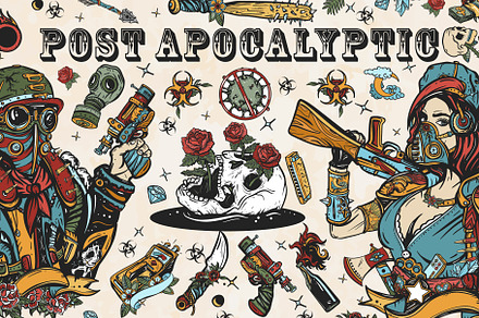 Post apocalyptic old school tattoo
