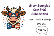 Star-Spangled Cow PNG – Sublimation, a Seasonal Illustration by Smillyy Threads (Thumbnail 1 of 6)