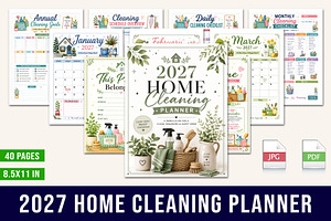 2027 Home Cleaning Planner, a Stationery Template by Designmela01