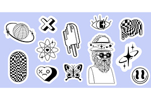 Future y2k sticker set, an Object Illustration by art PVP - market