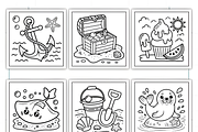 Bold Easy Cute Summer Coloring Pages, a Seasonal Illustration by Design Station (Thumbnail 4 of 4)