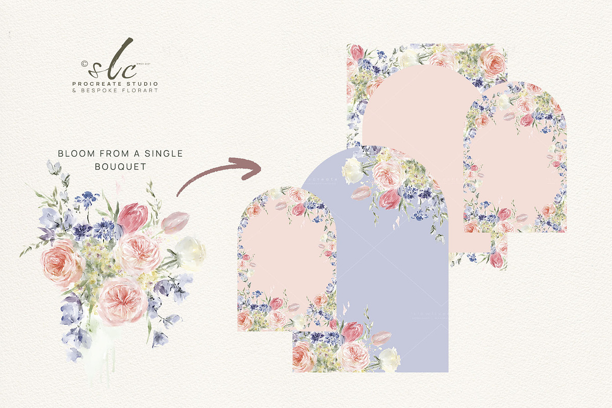 Romantic Watercolor Florals, an Invitation Template by slowlivecreate (Photo 5 of 6)