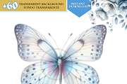 Watercolor Blue butterflies clipart, a Decorative Illustration by VM PARTYS  BY TAIRUMA (Thumbnail 6 of 8)