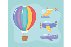 air transport set, a Transportation Illustration by studiogstock