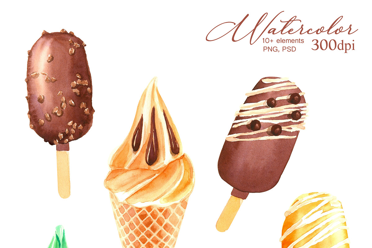 Watercolor ice-cream, an Object Graphic by Anastasia Timosch (Photo 2 of 6)