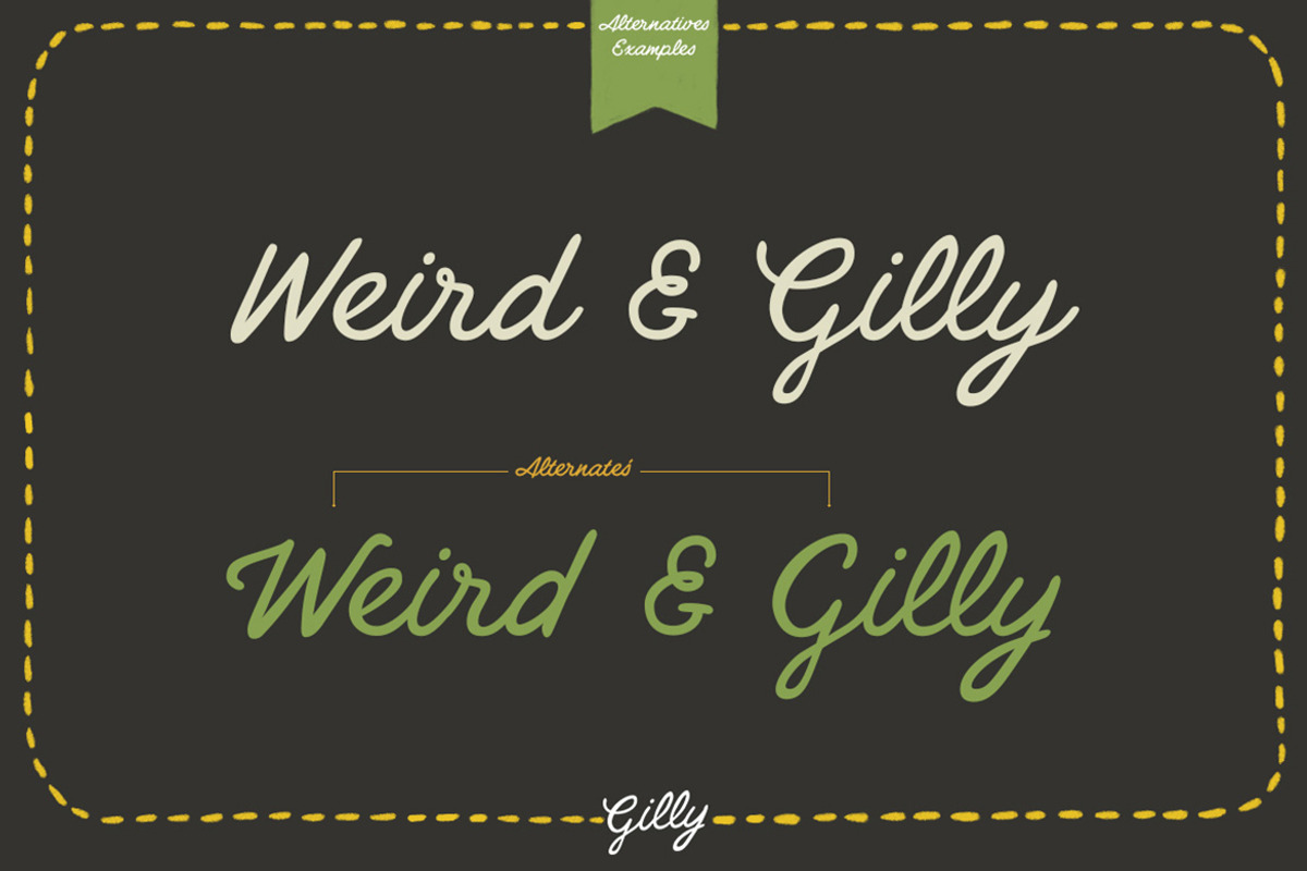 Gilly handmade script font with alternates preview 7