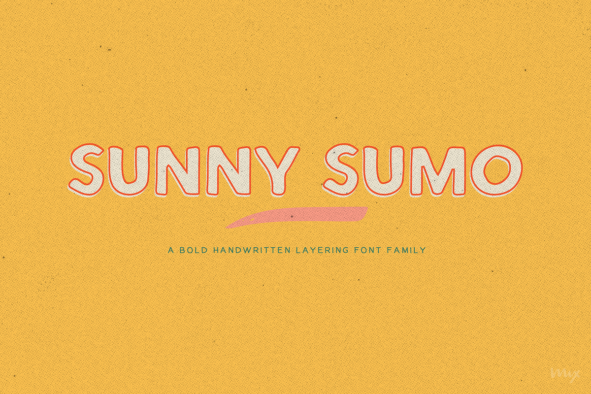 Sunny Sumo — A Layering Sans Serif, a Sans Serif Font by Mix Fonts (Photo 1 of 7)