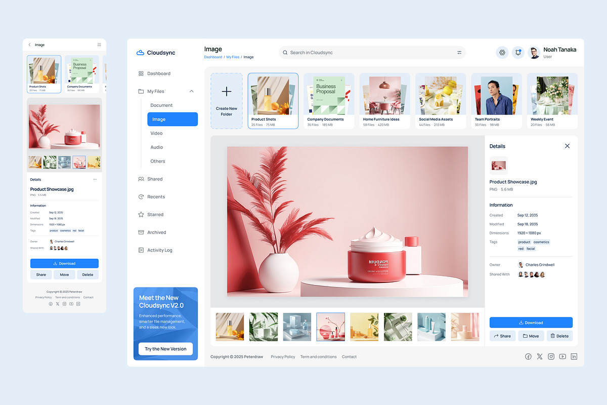 Cloud Storage Management Dashboard, an UI Kit Template by peterdraw (Photo 5 of 7)