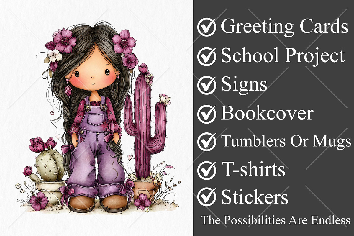 Whimsical Cowgirl Clipart Bundle, a Seasonal Illustration by Canvas Craft (Photo 3 of 10)