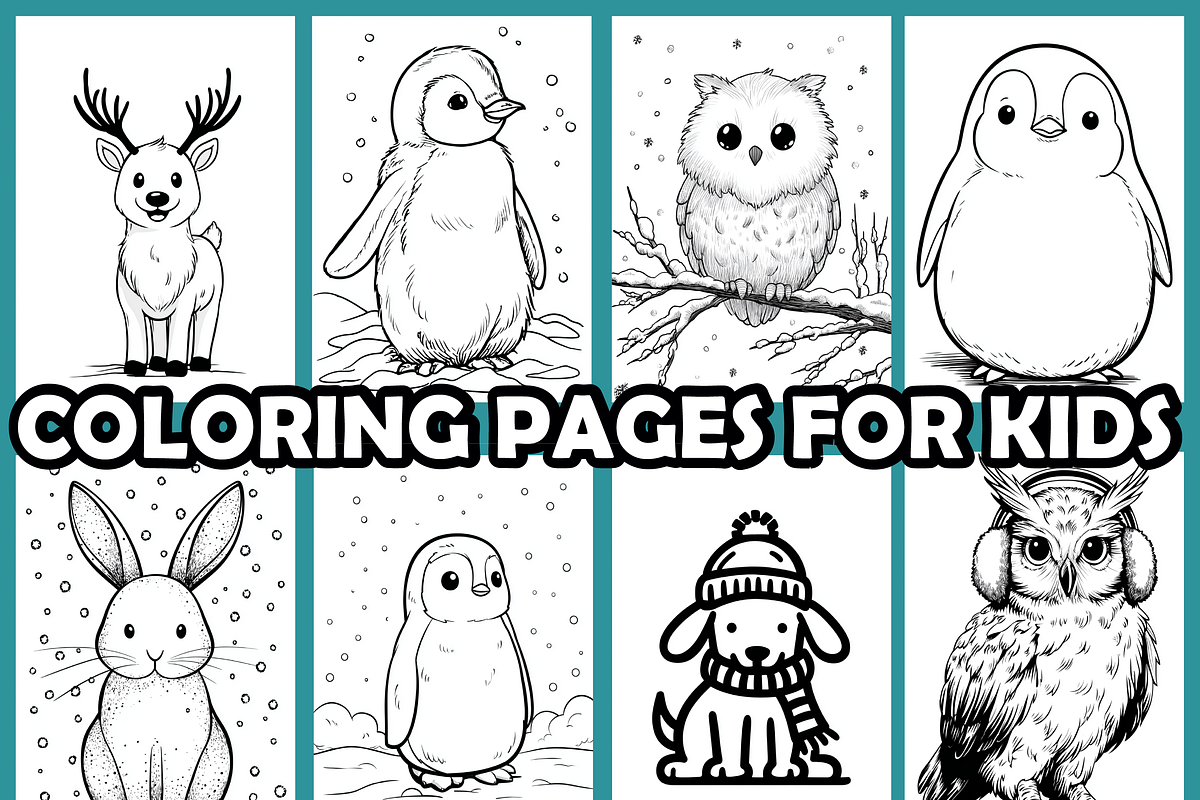 Simple Winter Animal Coloring Pages, an Animal Illustration by martinblan (Photo 3 of 4)