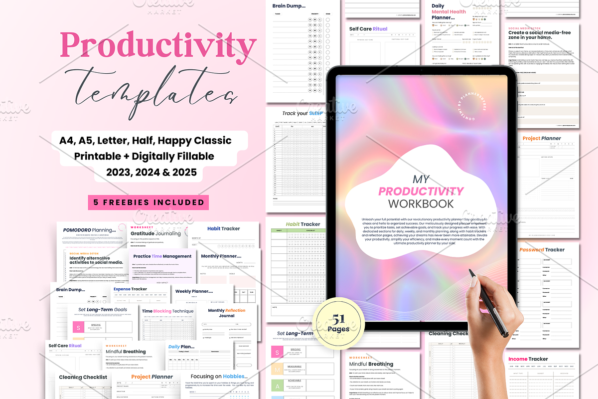 2024 Productivity Planner, a Print Template by PlannersByBee (Photo 1 of 3)
