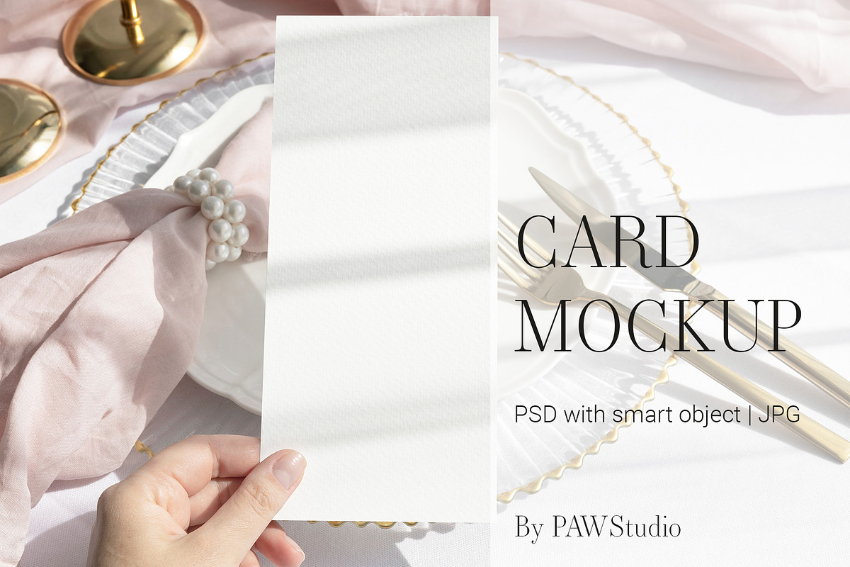Card Mockup 4x9 Menu PRG, a Product Mockup by PawMockups (Photo 1 of 10)