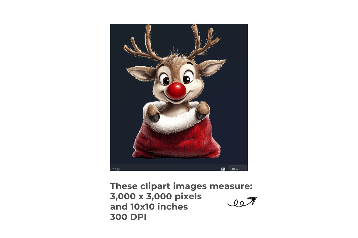Quirky Reindeer Clipart, a Seasonal Illustration by EllyandLima (Photo 3 of 6)