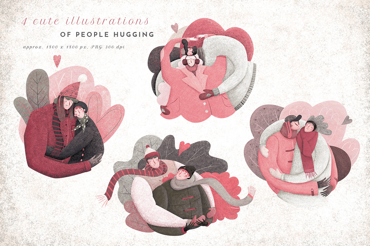 Winter Hugs Illustrations Set, a Person Illustration by Bibela (Photo 2 of 7)
